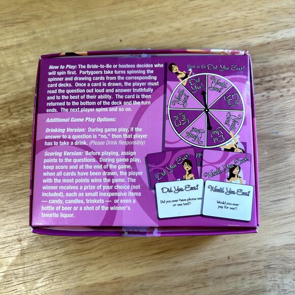 Bride to be Did you ever vs. Would You Ever? Bridal Party Game spinner cards - Picture 3 of 7